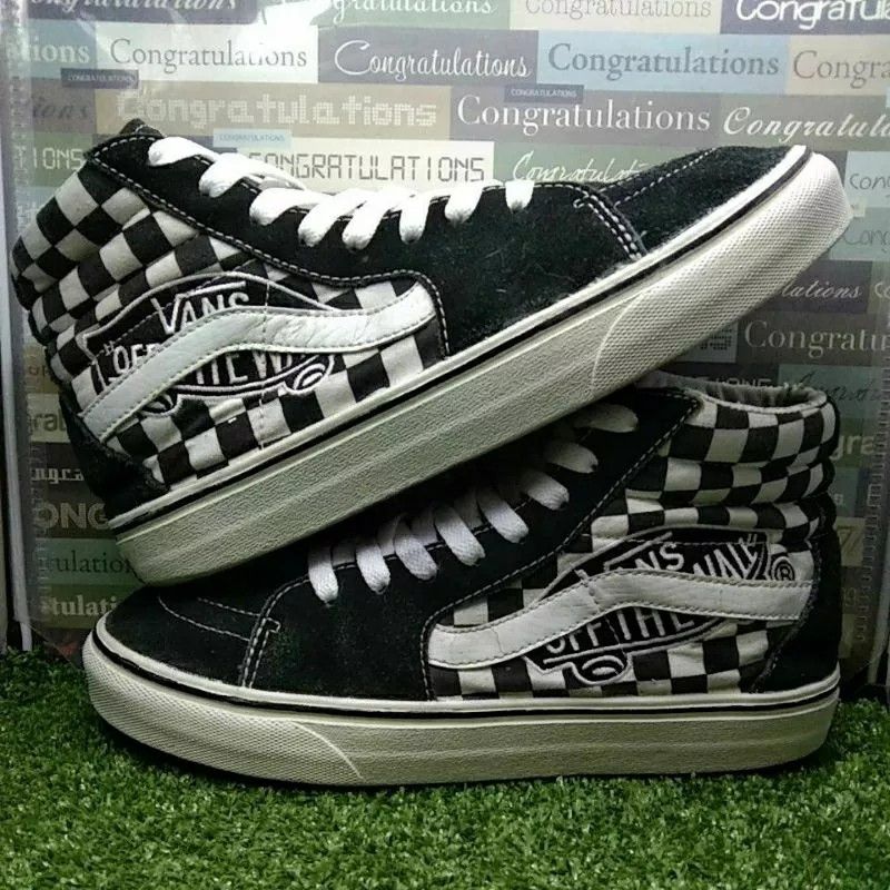 KASUT VANS SK8 CHECKERBOARD HIGHCUT BUNDLE 6.5 UK