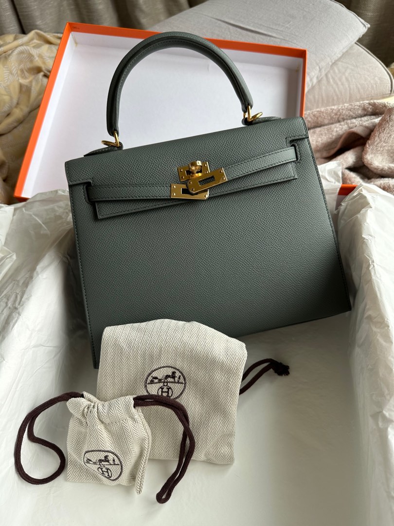 Hermes Kelly 25 Retourne Togo 63 Vert Amanda GHW Stamp U