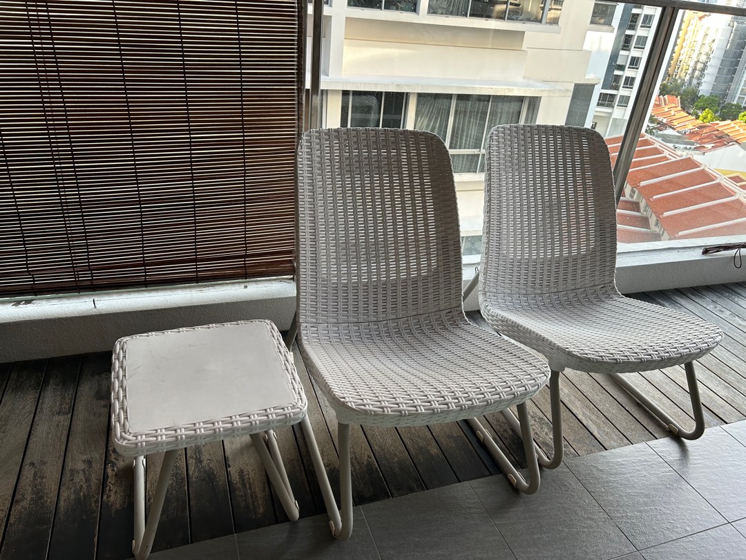 Keter Rio Outdoor Set (2 lounge chairs and table), Furniture & Home Living, Outdoor Furniture on