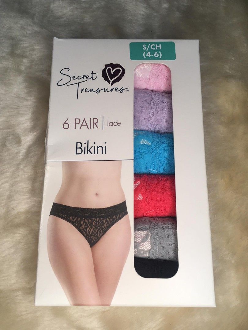 Lace Bikini Panties 6 Pair Women’s NEW - Secret Treasures Small