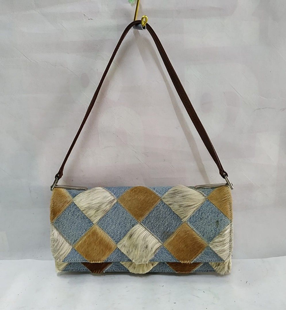 Denim leather sales bag