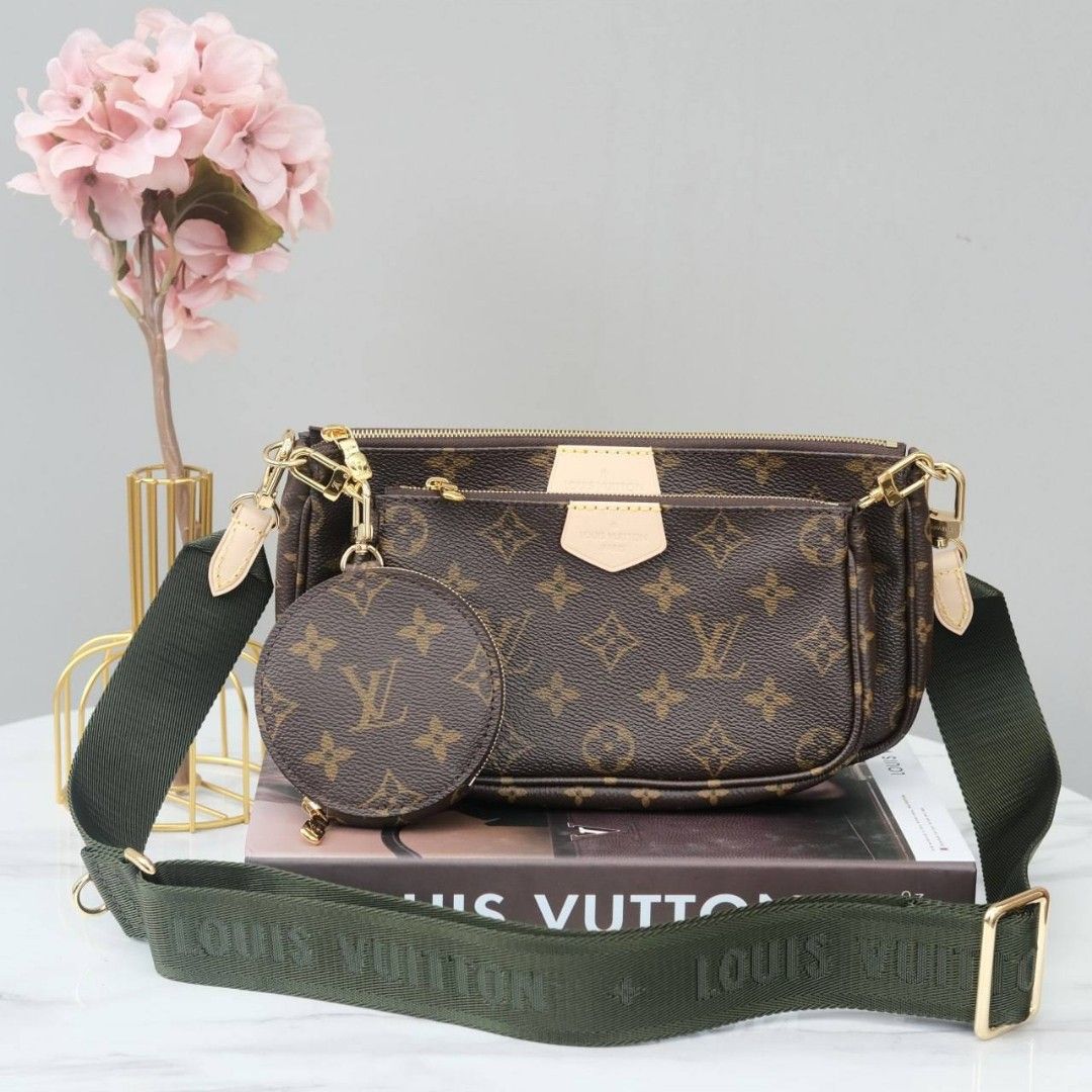 LOUIS VUITTON LV Multi Pochette Monogram in Khaki 100 Authentic