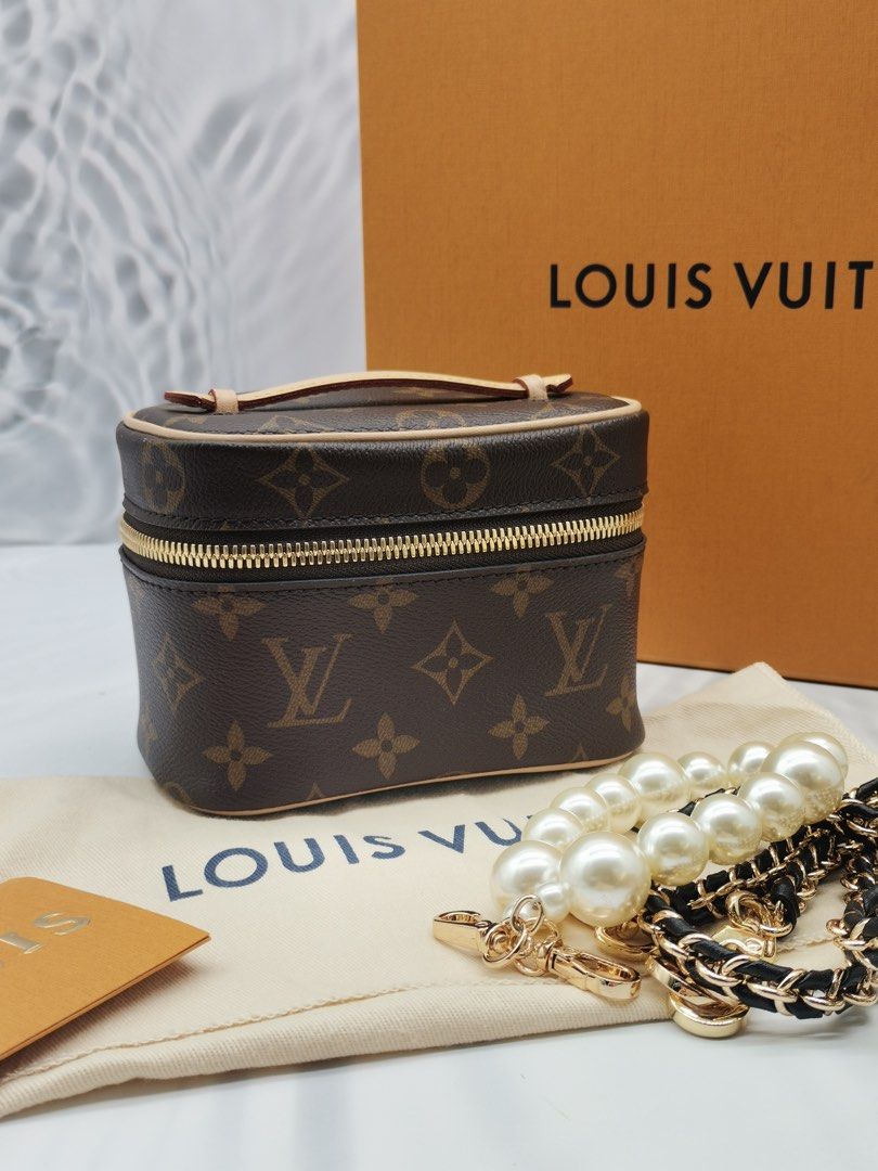 Louis Vuitton Brown Monogram Canvas Nice Nano Vanity Case Gold
