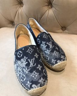 Louis Vuitton Denim Espadrilles Wedges, Luxury, Sneakers & Footwear on  Carousell