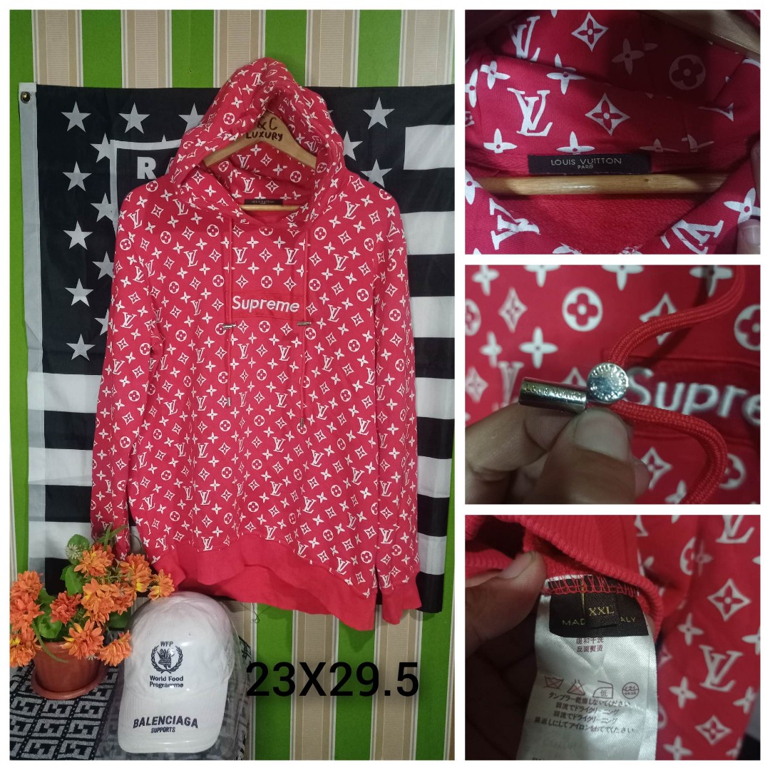 red supreme hoodie louis vuitton