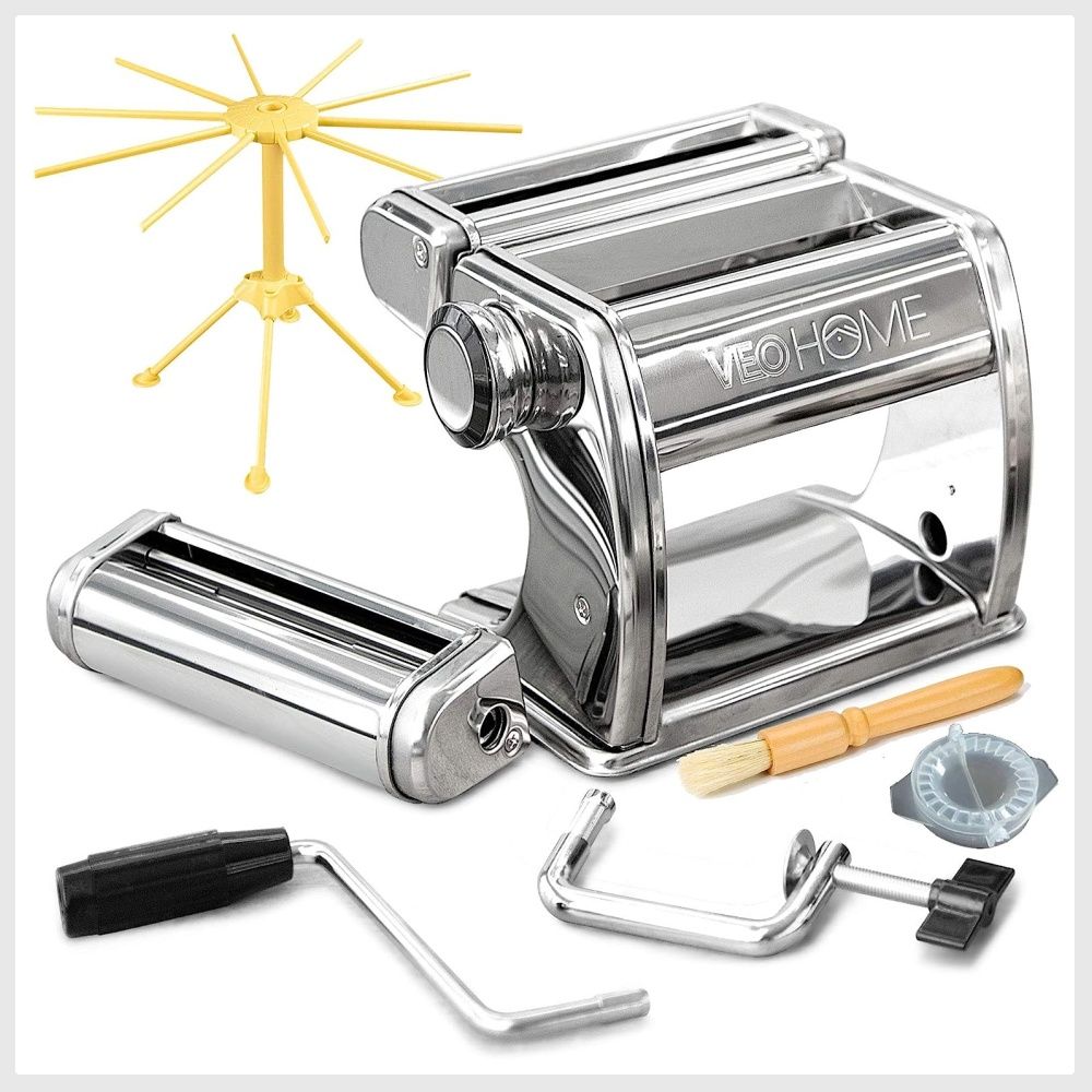 Manual Pasta Maker with Dryer - Multi-Pasta Stainless Steel Italian Flat Dough  Machine with Adjustable Setting, Sharp Cutter, and Hand Crank - Fresh  Homemade Noodles, Spaghetti, Lasagne