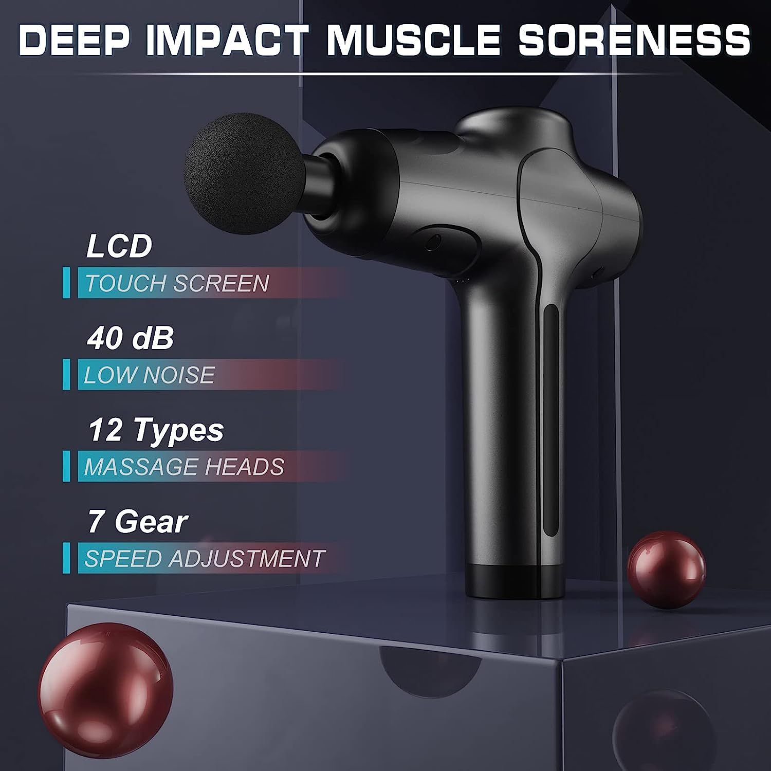 Massage Gun for Athletes Deep Tissue Back Massager with 20 Adjustable  Speeds, 10 Types of Massage Heads Duty Motor for Back Pain, Shoulder, Neck,  Body, All Muscles Recover & Massage Carbon Fiber