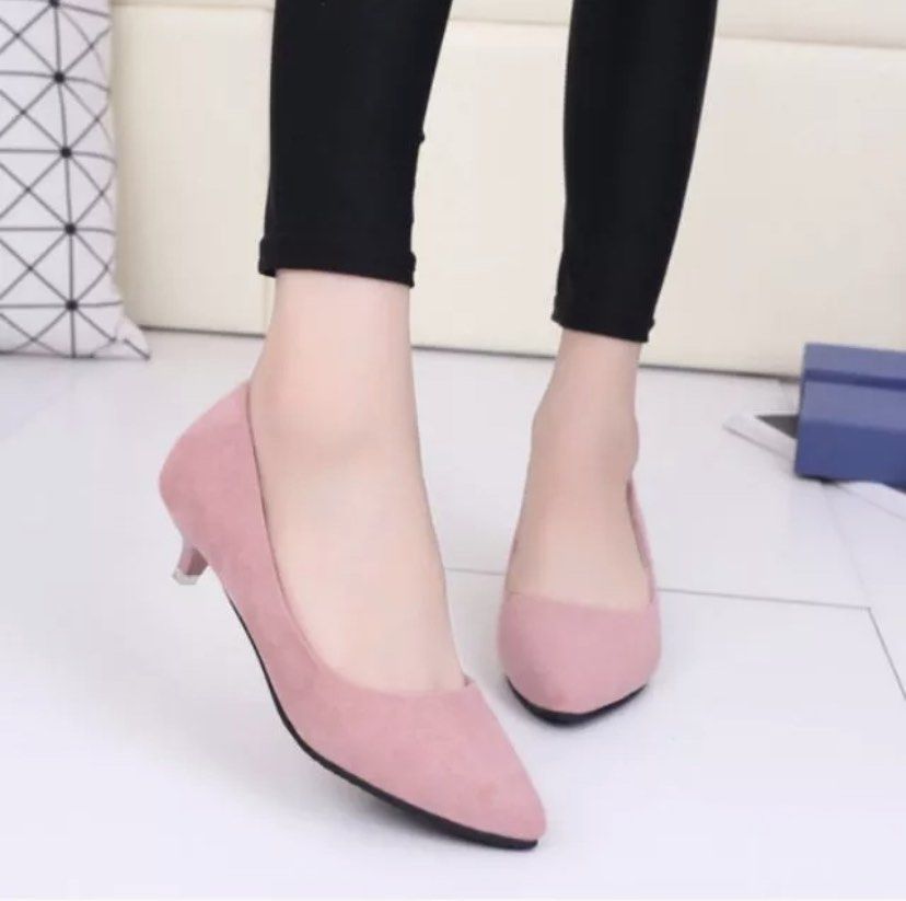 Pastel pink kitten heels sales