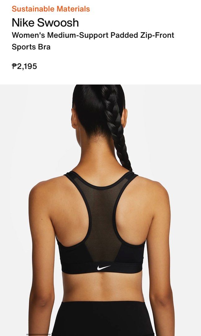 Nike Dri-FIT Medium-Support Zip-Front Sports Bra, Women's Fashion