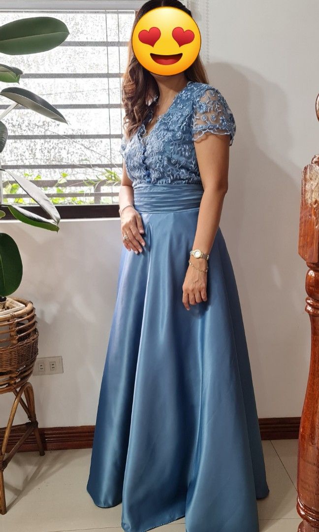 Ninang Gown In Dusty Blue On Carousell