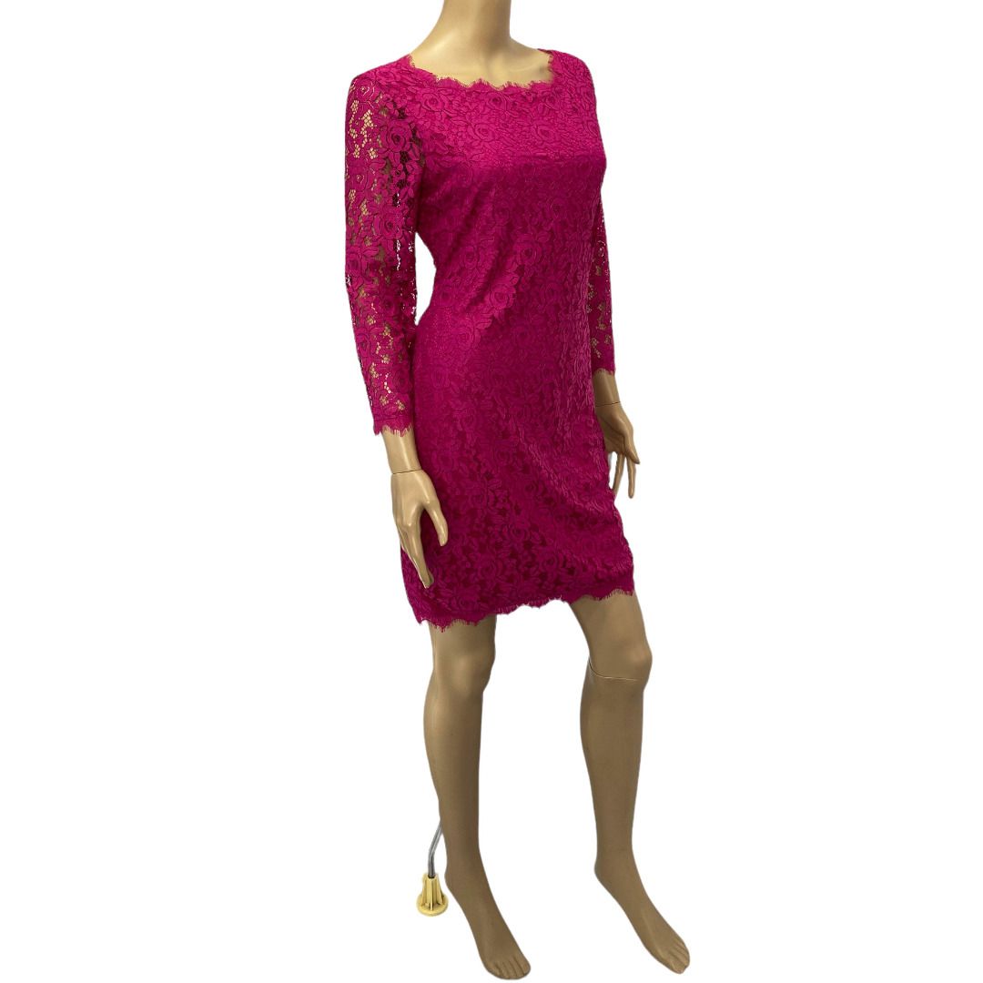 NWT Diane von Furstenberg DVF Zarita Pink Dahlia Lace Sheath Dress