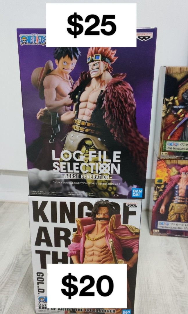 One piece- Banpresto Grandline, G&G, KOA, Figure Colosseum, Dramatic Showcase Series (Category: Toy Figures) located in Singapore. Submitted by ariescjh (Listing ID 1241332892, Image 2). Description: Brand new and bought from Japan, gold toei sticker. Price as per stated in each individual page, feel free to ask if it is unclear to you. Price is fixed, strictly no trade and lowballers will not be entertained. Meetup locations: Monday and Tuesday 