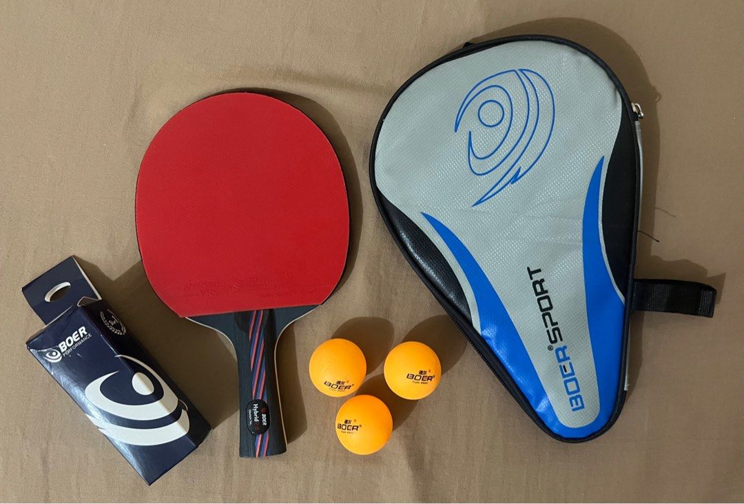 Original Boer Long Handle Table Tennis Racket w/ Case & Balls, Sports