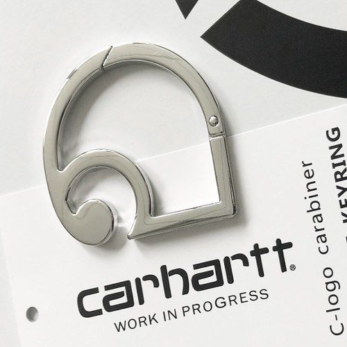 Original Carhartt WIP C Logo Carabiner Silver Keychain