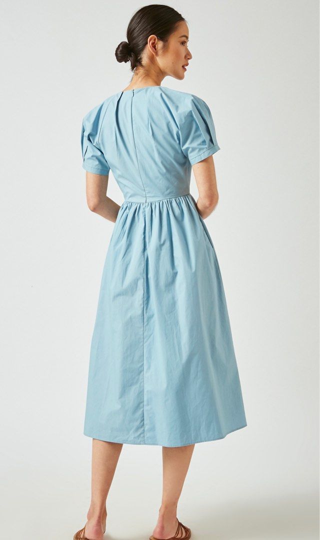 Thread Theory Certainly Ours Cowl Neck Dress (Silver Blue