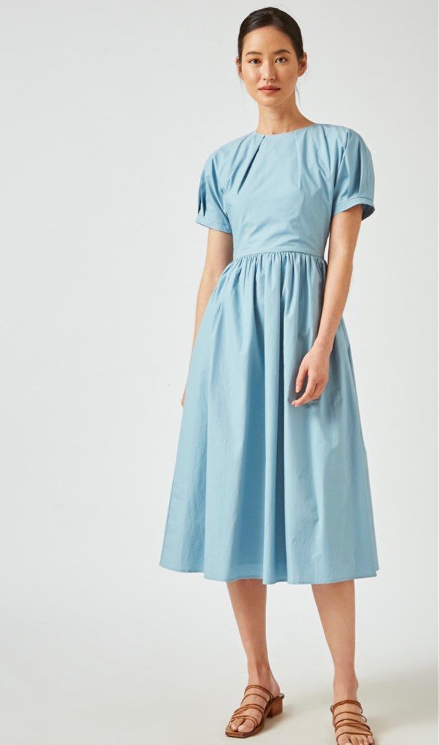 Thread Theory Certainly Ours Cowl Neck Dress (Silver Blue