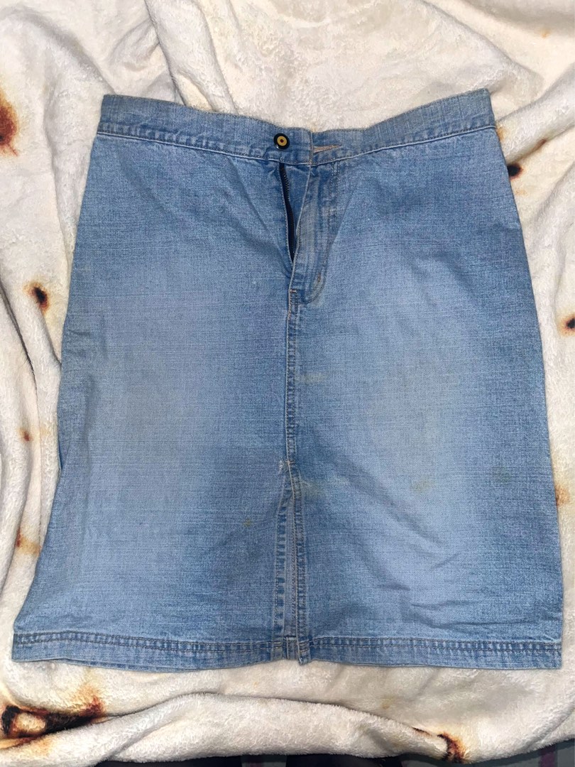 Pencil Denim Skirt with Slit, Women's Fashion, Bottoms, Skirts on Carousell