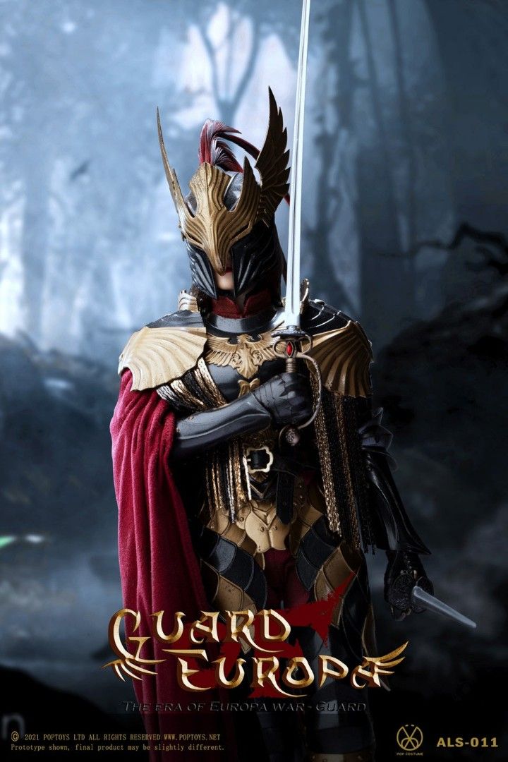 POPTOYS 1/6 ALS011 EAGLE KNIGHT GUARD BLACK ARMOR VERSION (Category: Figurines & Statues) located in Pasig City. Submitted by noblehawk.82e609 (Listing ID 1241351420, Image 3). Description: POPTOYS 1/6 ALS011 Eagle Knight Guard Black armor Version BAR CODE: 971281620628 List: 1.Head*1 2.Female body*1 3.Hands*4 4.Undershirt*1 5.Pants*1 pair 6.Cloak*1 7.Belt*1 8.Armet*1（Metal） 9.Body armor*1（Metal） 10.Arm armor*2（Metal） 11.Cuish*2（Metal） 12.Sword*2