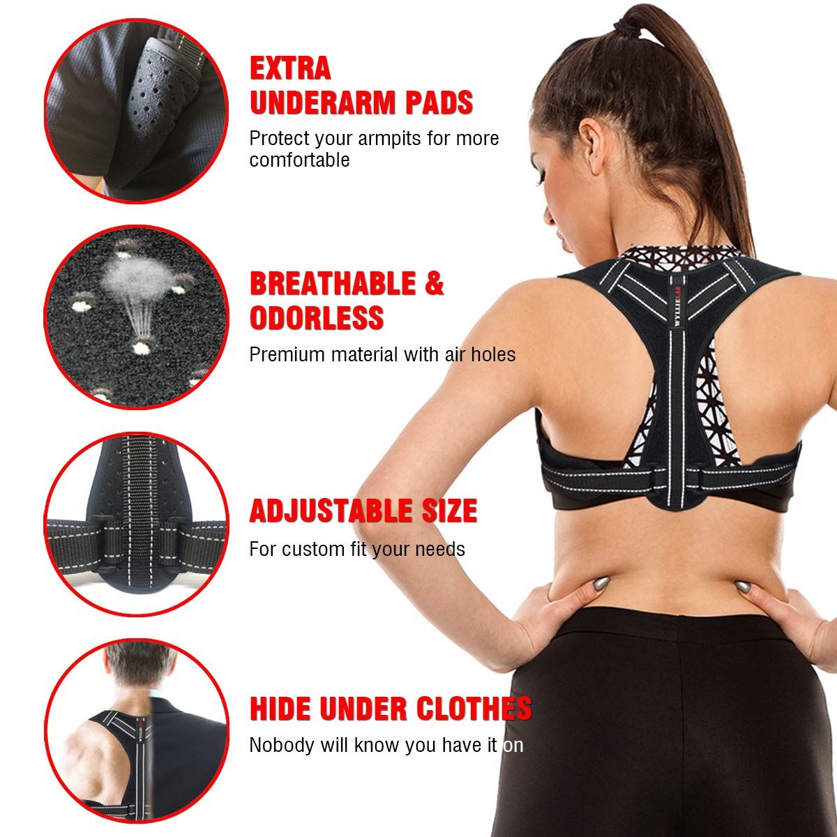 Posture Corrector for Women, Adjustable Back Posture Corrector for Men,  Effective Comfortable Best Back Brace for Posture under Clothes, Back Support  Posture Brace for Shoulder and Back Pain Relief : : Health