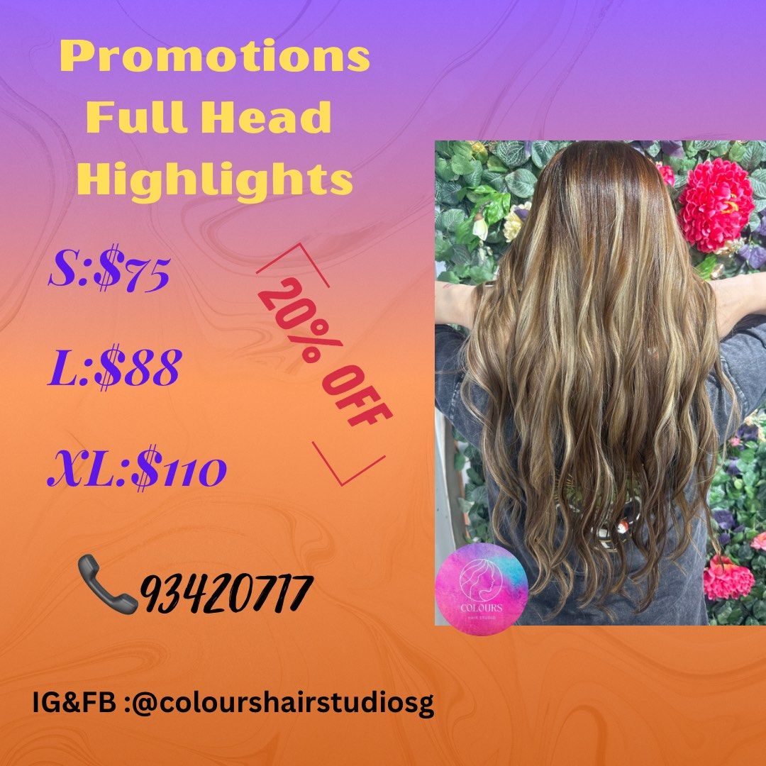 Promotions Full Head Highlights, Beauty & Personal Care, Hair on Carousell