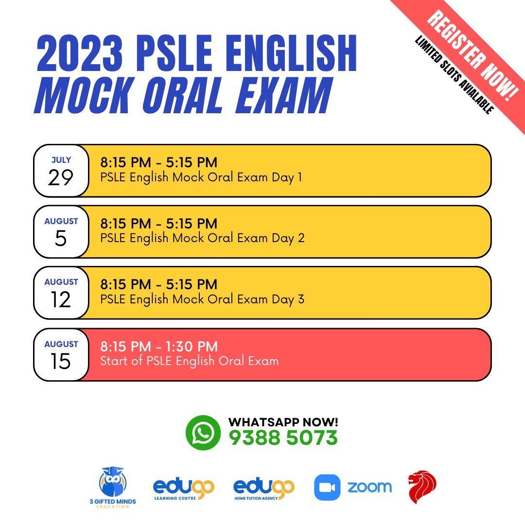 PSLE ENGLISH MOCK ORAL EXAM [1TO1 ONLINE TUITION TUTOR P5/P6