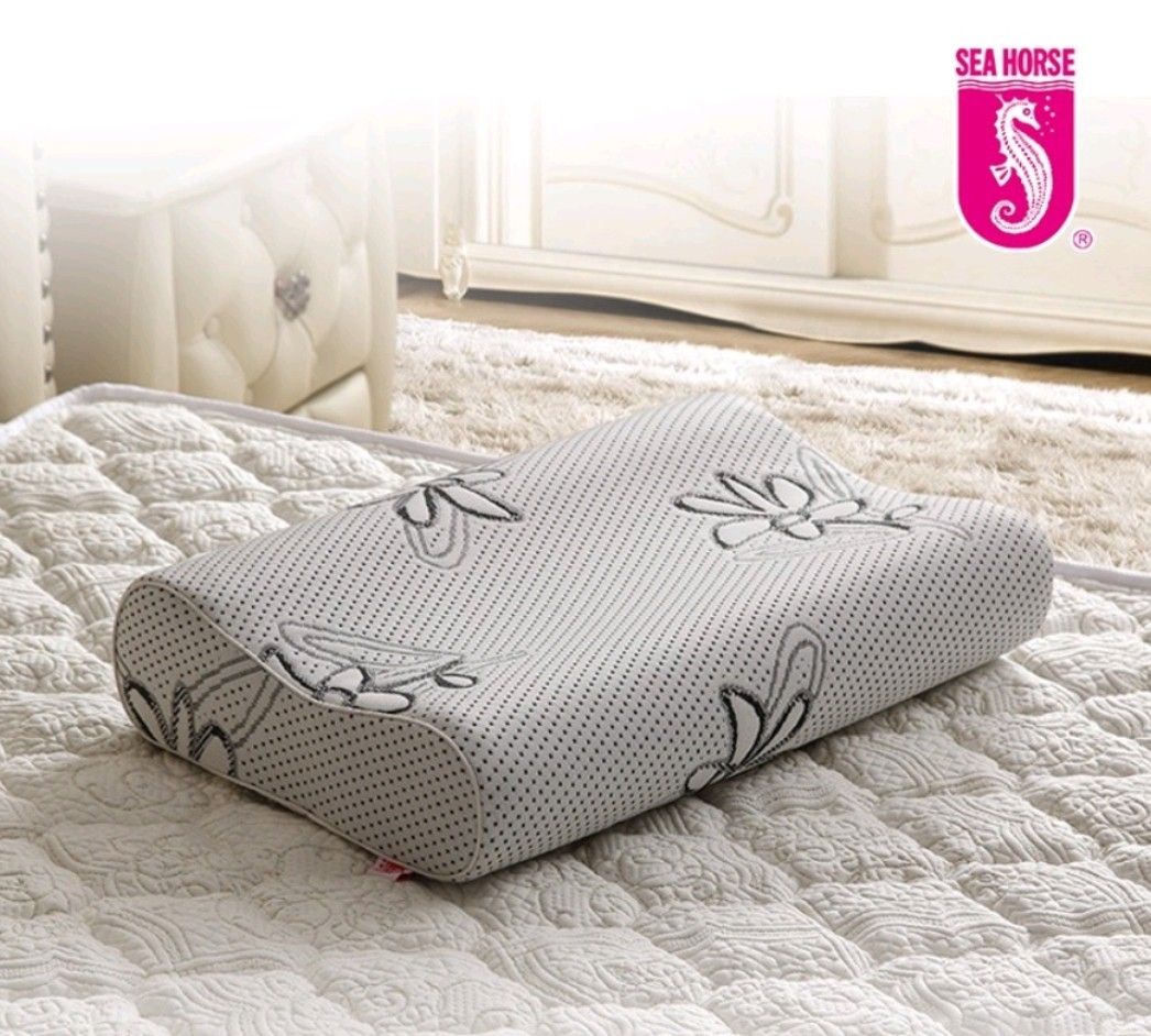 Sea Horse Sea Latex Like Foam Contour Pillow Ergonomic Wave Shaped