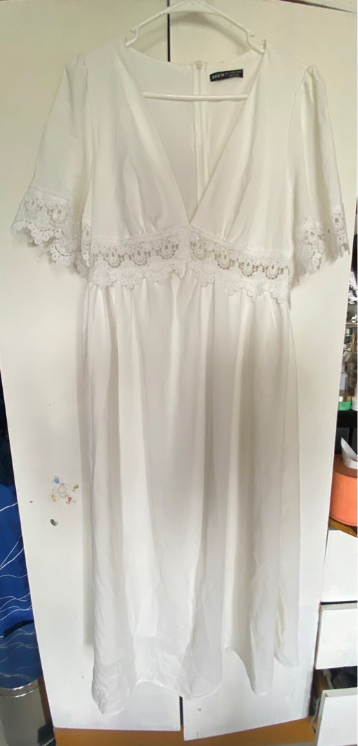 Shein white long dress, Women's Fashion, Dresses & Sets, Dresses on  Carousell