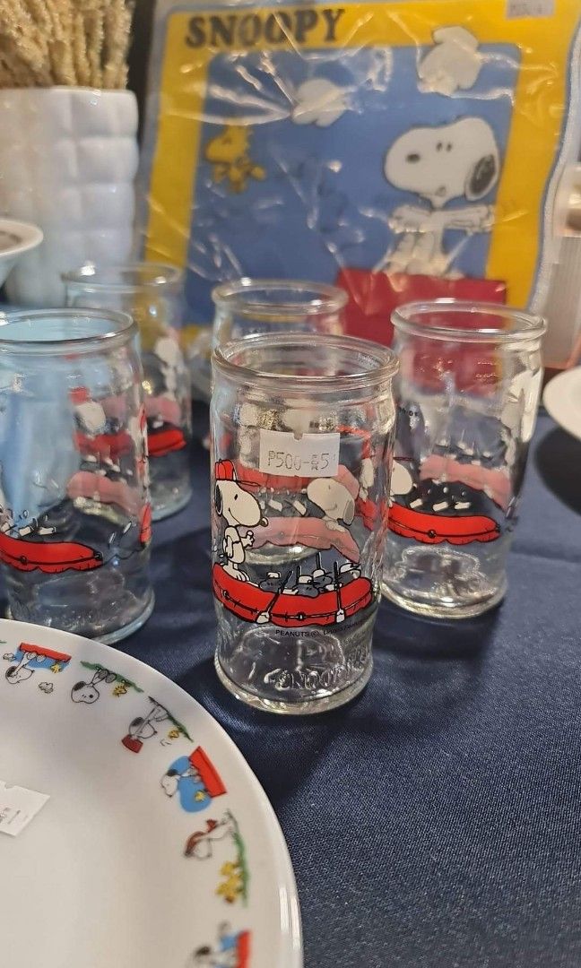 Snoopy Collection (Category: Dinnerware & Cutlery) located in Rizal. Submitted by missytin (Listing ID 1241368210, Image 1). Description: SNOOPY COLLECTION PLATES 7.5" 3pcs available for Php150/pc DRINKING GLASS 5pcs for Php500 DECO PLATE for Php250.