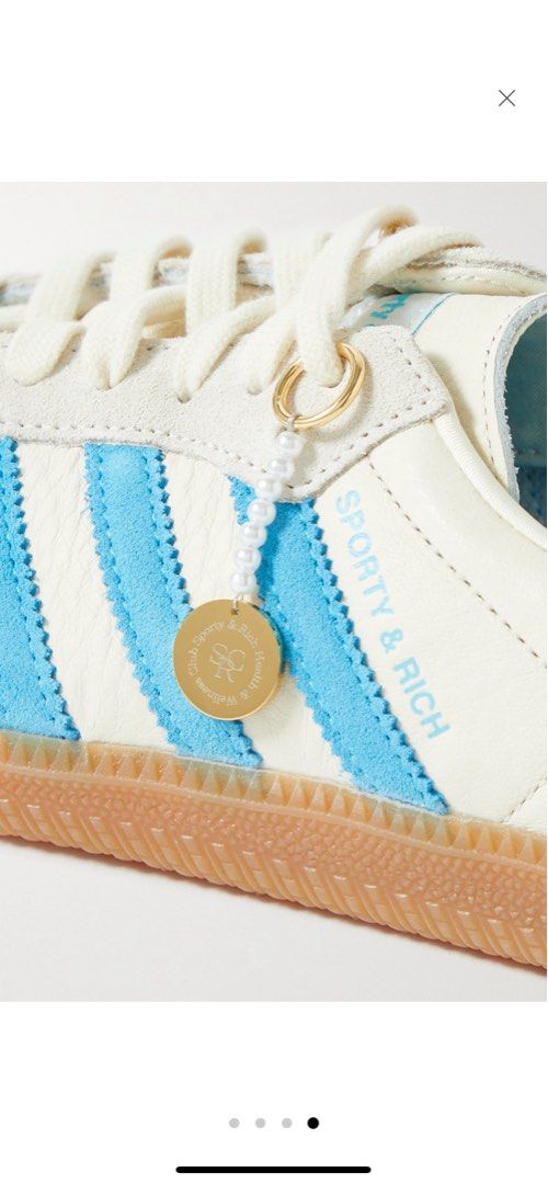 Sporty & Rich x Adidas Samba Cream Blue, 男裝, 鞋, 波鞋  Carousell