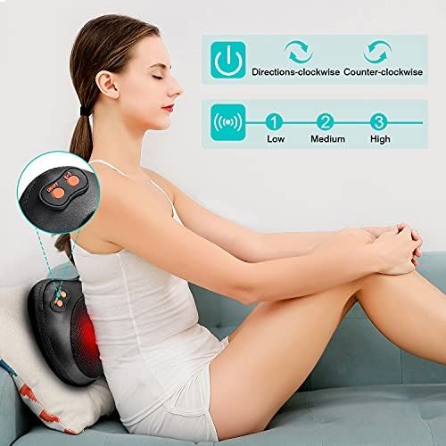 RENPHO Back Neck Massager with Heat Shiatsu Massage Pillow with Deep Tissue Kneading for Shoulders Lower Back Leg Calf Body Muscle, Gifts for Mom
