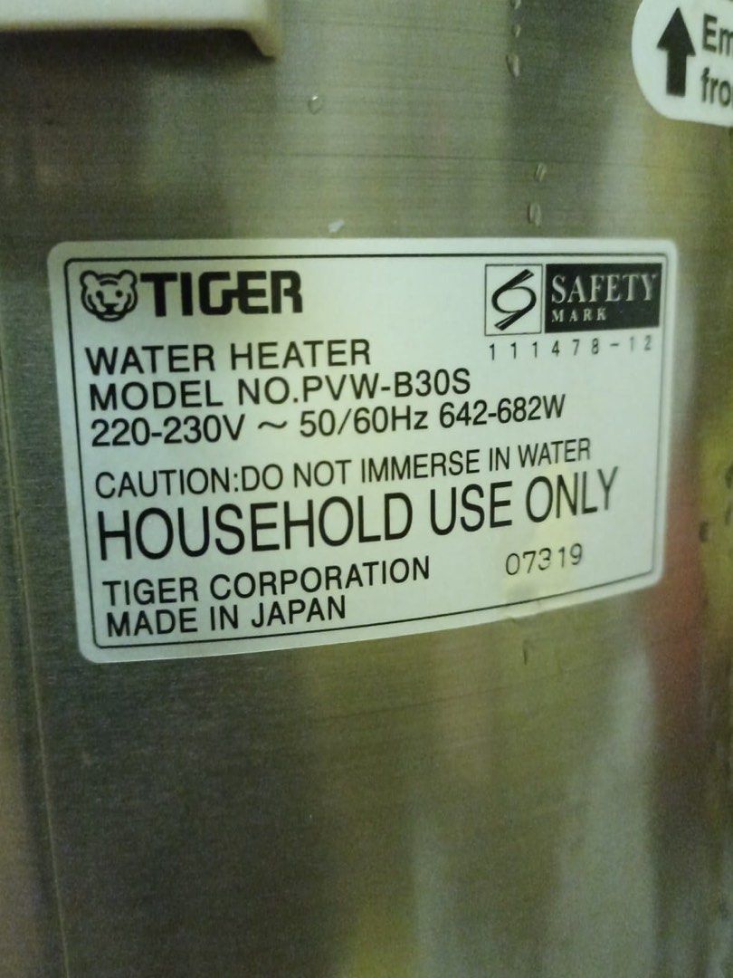 Tiger 3L Water Heater Electric Airport Made in Japan, TV & Home Appliances, Kitchen Appliances
