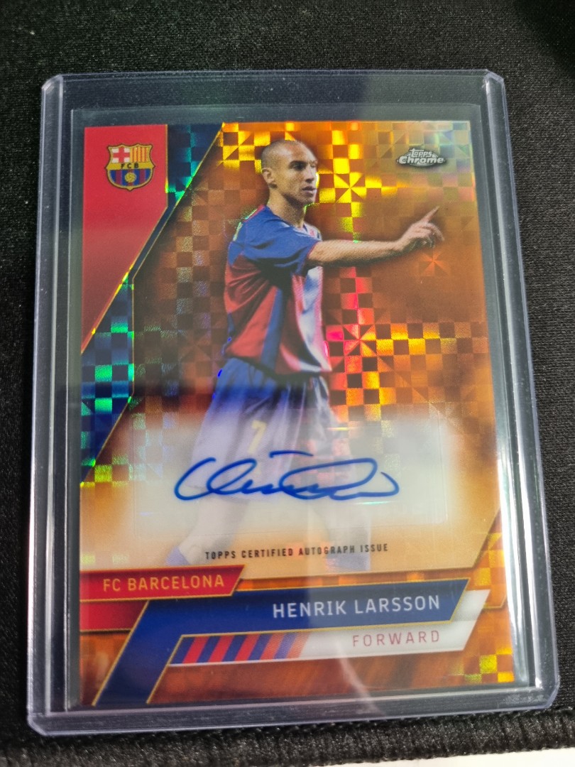 Topps FC Barcelona Chrome - Henrik Larsson Legend Auto 7/25 Orange Jersey  Match