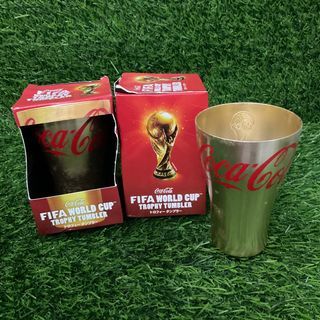 Vintage Coca Cola 2014 Fifa World Cup Brasil Trophy Gold Aluminum Tumbler with Damage Box 5” x 3.25” inches, 11pcs available - P299.00 each