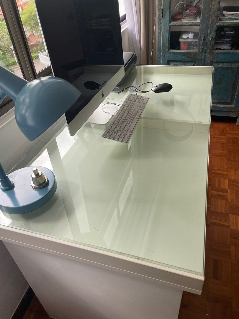 Pickup today PLS!! IKEA Study Table glass top, Furniture & Home Living