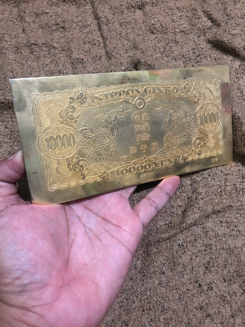 Vintage rare 1972 nippon ginko 10000 yen 24k gold plated, Hobbies
