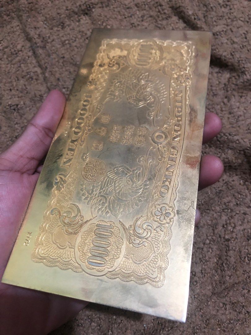 Vintage rare 1972 nippon ginko 10000 yen 24k gold plated, Hobbies
