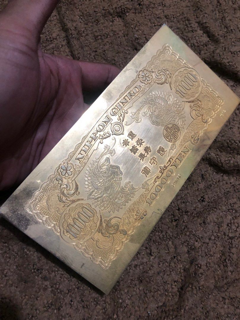 Vintage rare 1972 nippon ginko 10000 yen 24k gold plated, Hobbies