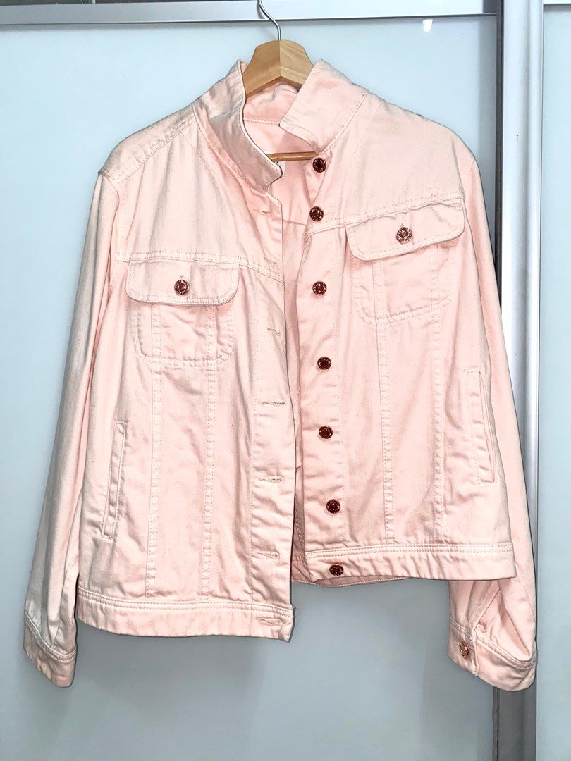 Mango pink denim online jacket