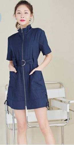 Women Dresses Casual korean midi Short Sleeved cotton linen ladies