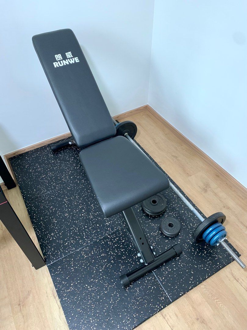 Mat under sales weight bench