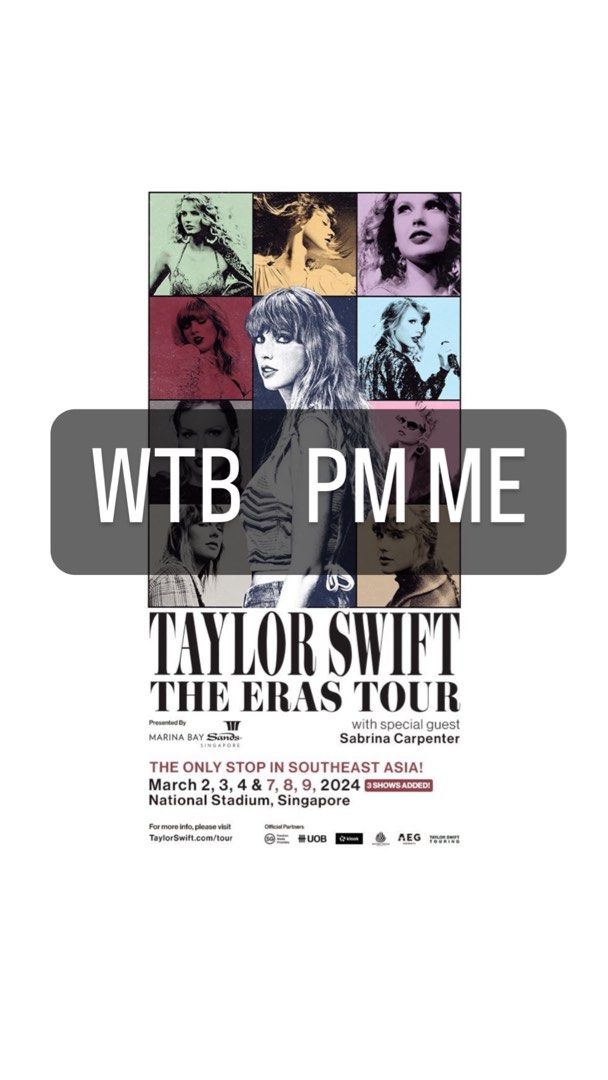 WTB Taylor swift Singapore concert 2024, Tickets & Vouchers, Event