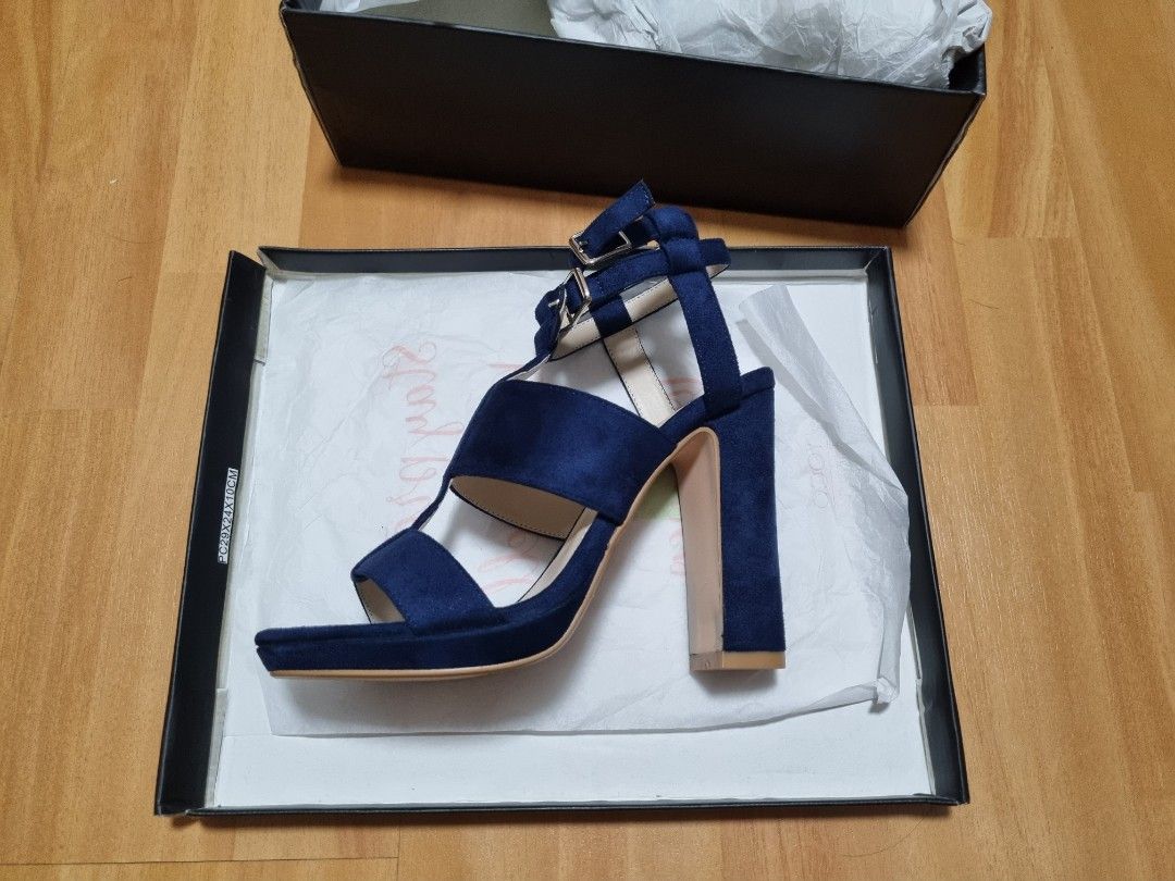 Chunky navy hotsell blue heels
