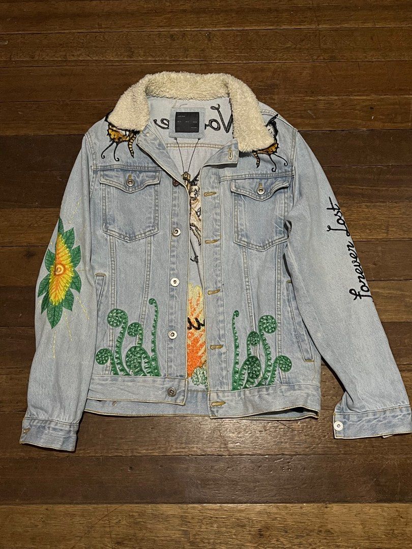 Embroidered denim jacket zara new arrivals