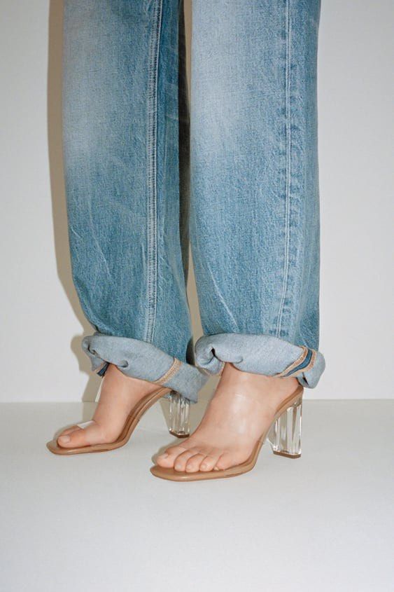 Zara clear block heels outlet