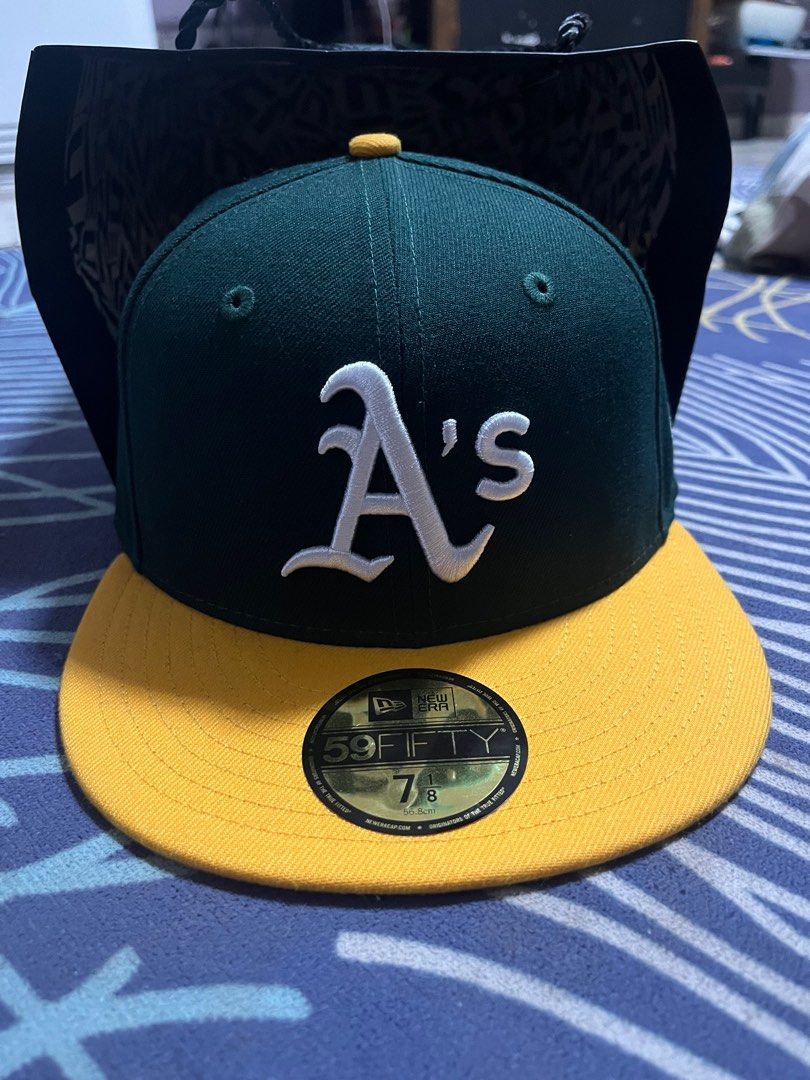 Oakland Athletics New Era Home Authentic Collection On-Field Low Profile 59FIFTY Fitted Hat - Green/Yellow, Size: 7 5/8