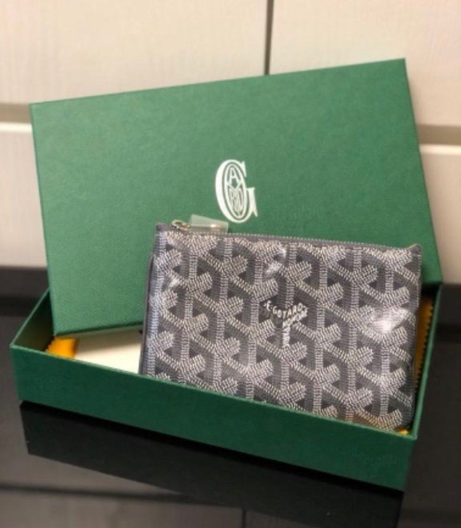 goyard coins pouch coin bag grey color