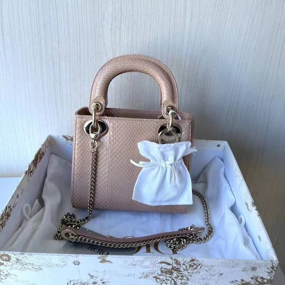 Authentic Dior Pink Mini Lady Dior, Luxury, Bags & Wallets on Carousell