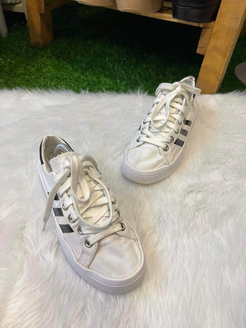 Adidas white canvas shoes clearance