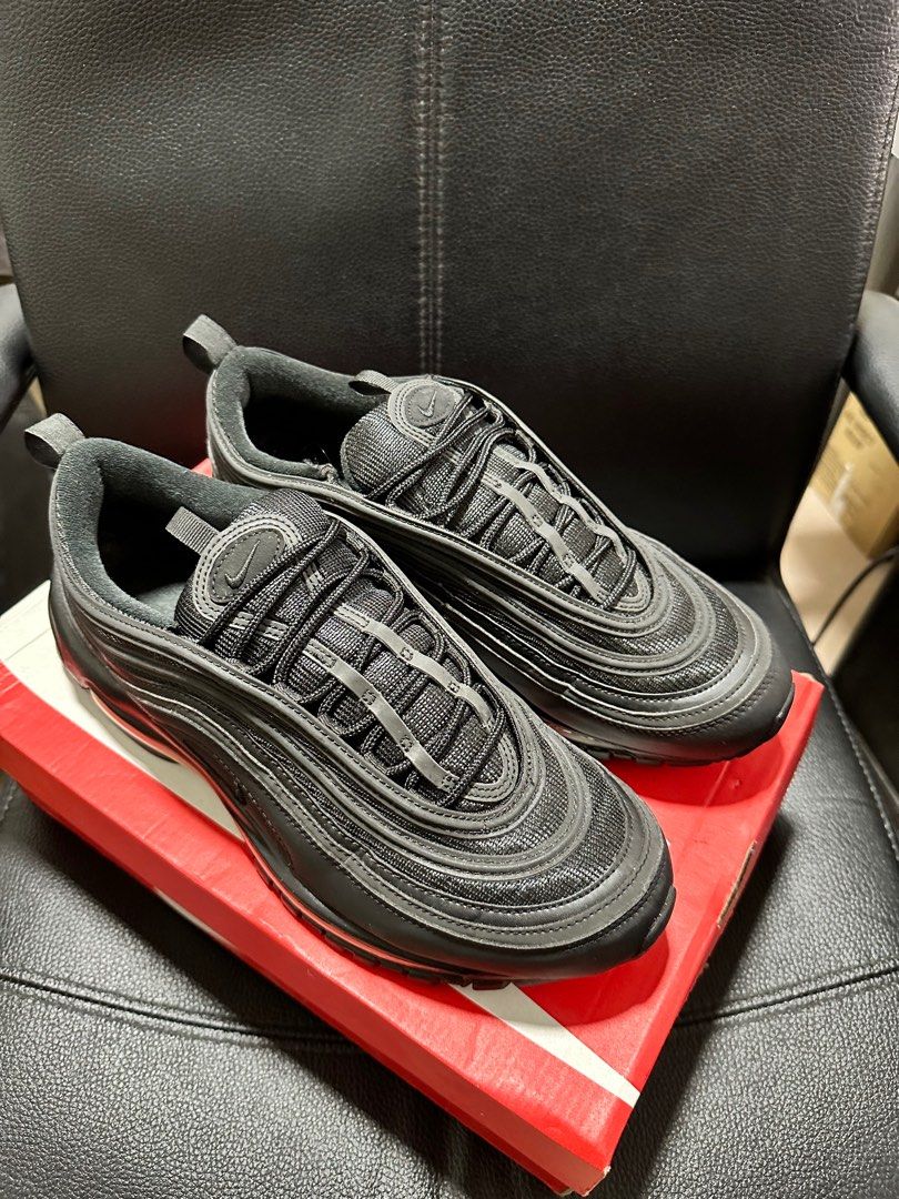 Air max 97 triple black cheap leather