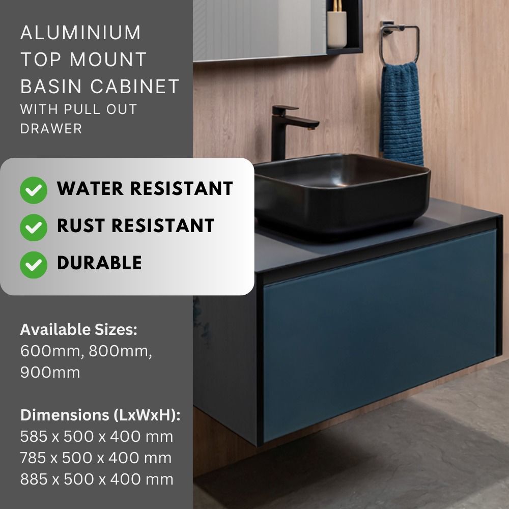 Aluminium Bathroom Vanity Top Mount Cabinet with Pull-out Drawer / Swing Door (Wall-hanging ...